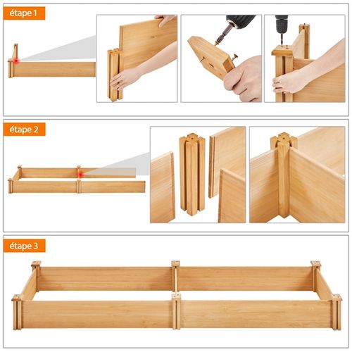 Carré Potager En Bois Bac Potager Surélevé En 2 Casiers