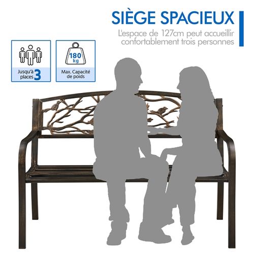 Banc De Jardin En Métal Pour 3 Personnes Style Rétro