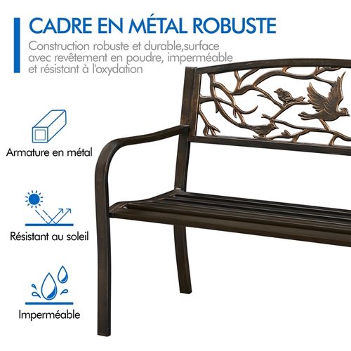 Banc De Jardin En Métal Pour 3 Personnes Style Rétro