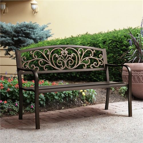 Banc De Jardin En Métal 127 X 63 X 86,5cm Extérieur
