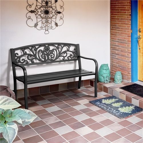Banc De Jardin En Métal 127 X 63 X 86,5cm Noir
