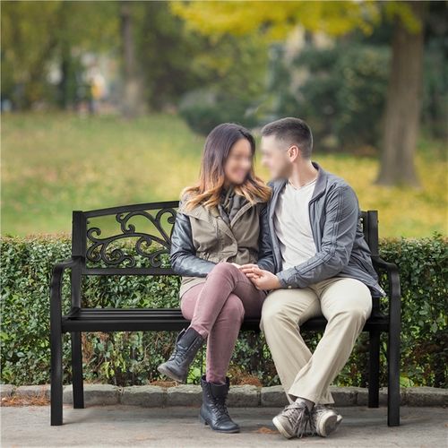 Banc De Jardin En Métal 127 X 63 X 86,5cm Noir