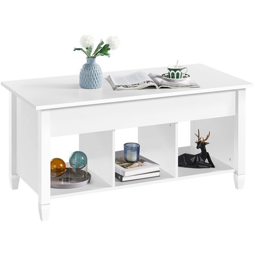 Table Basse Avec Plateau Relevable 104,5 X 49,5 X（49-63） Cm Blanc
