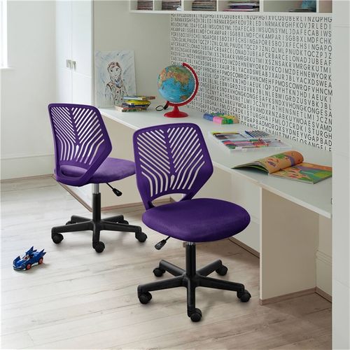 Chaise De Bureau En Maille Fauteuil D'ordinateur Réglable Sans Accoudoirs Violet