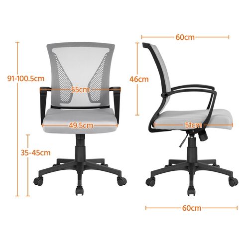 Fauteuil De Bureau Ergonomique Chaise De Bureau En Maille à Roulettes Gris