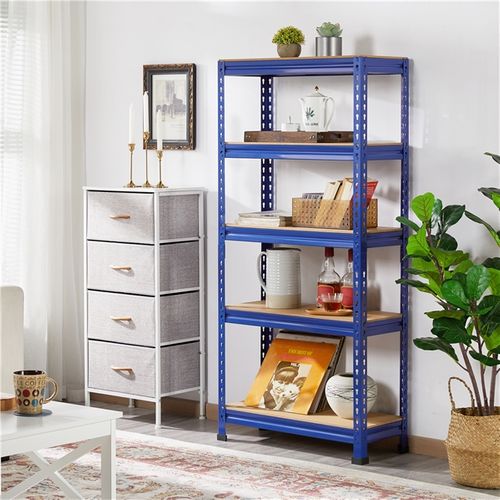 Étagère De Rangement Sans Vis à 5 Niveaux En Métal Bleu