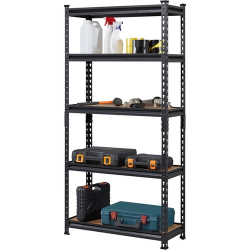 Étagère De Garage à 5 Niveaux Avec Planches Mdf 75 × 30× 153 Cm Noir