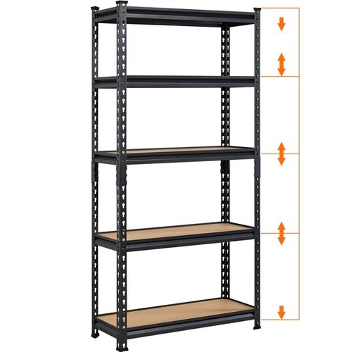 Étagère De Garage à 5 Niveaux Avec Planches Mdf 75 × 30× 153 Cm Noir