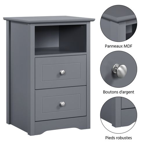 Table De Chevet En Bois, Table De Nuit Chambre Adulte 40 X 35 X 60 Cm