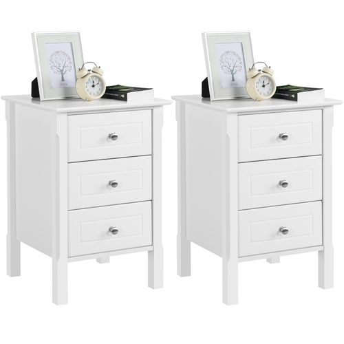 Lot De 2 Tables De Chevet à 3 Tiroirs 40 × 40 × 60 Cm