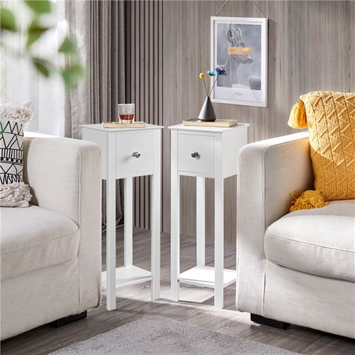 Lot De 2 Tables D'appoint Console En Bois Blanc