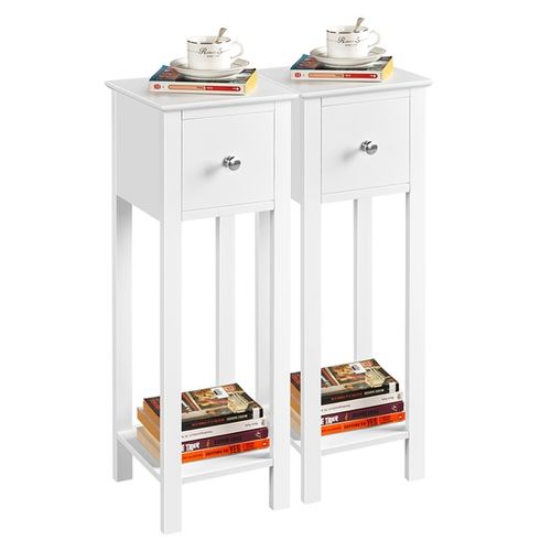 Lot De 2 Tables D'appoint Console En Bois Blanc