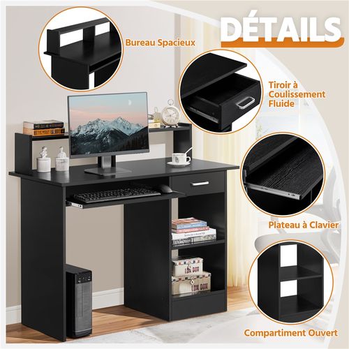 Bureau Informatique Table Pour Étude Noir