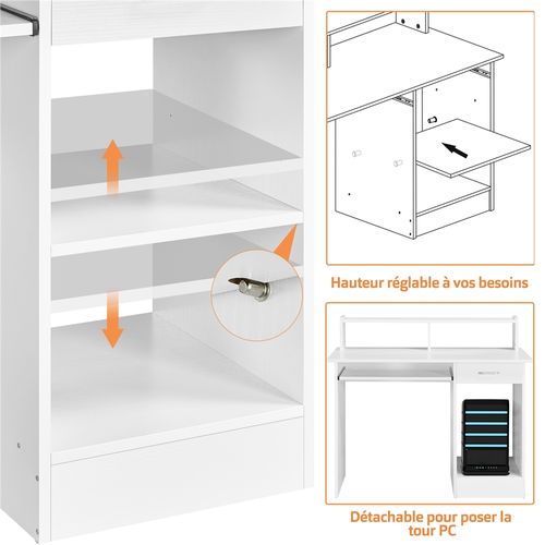 Bureau Informatique Table Pour Étude Blanc