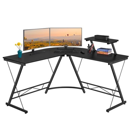 Bureau D’angle Gaming/PC/Ordinateur,Support d'écran,Domicle, Studio,130 x 130 x 96,5 cm Noir