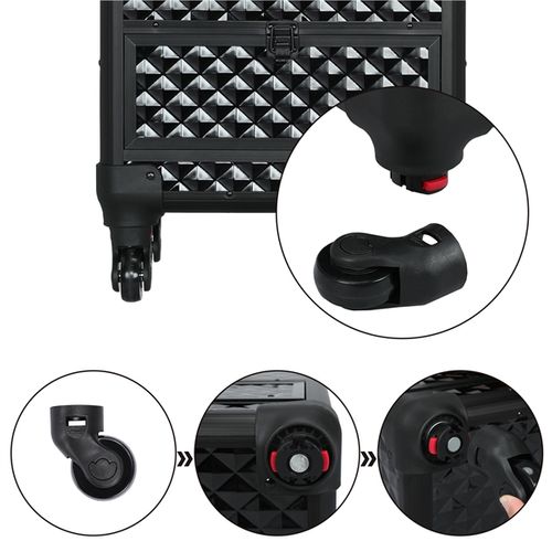 Valise Maquillage Professionnel Noir Avec 4 Plateaux Rétractables 1 Tiroir