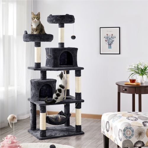 Arbre à Chat Tour à Griffer Avec 2 Niches/hamac Colonne En Sisal