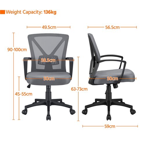 Chaise De Bureau Ergonomique En Maille Respirant Support Lombaire Réglable