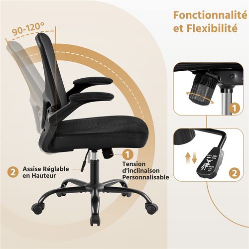 Chaise De Bureau à Roulettes Fauteuil Ordinateur Siège Plus Large Hauteur Réglable