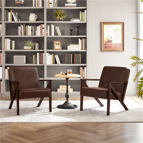Fauteuil Chaise Confortable Pour Salon Chambre Salle De Séjour Bureau Brun Foncé