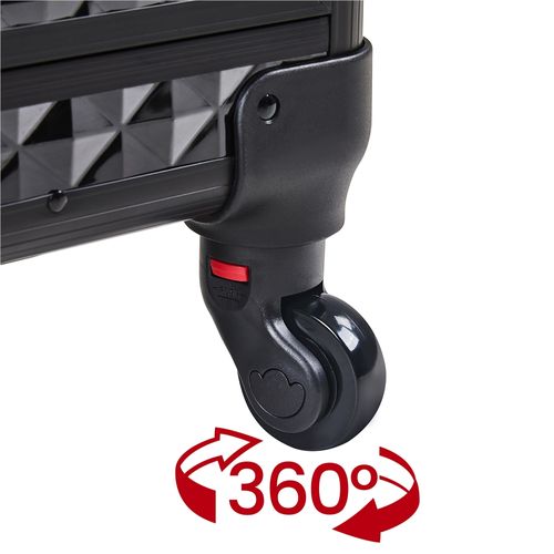 Valise De Maquillage Avec Tiroirs Mallette Cosmétique à Roulettes Pivotante à 360°, Noir