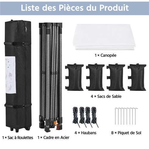 Tonnelle Pliante Avec Paroi Latérale Tente Imperméable Avec Sac De Transport Sac De Sable Blanc