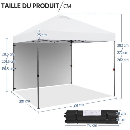 Tonnelle Pliante Avec Paroi Latérale Tente Imperméable Avec Sac De Transport Sac De Sable Blanc