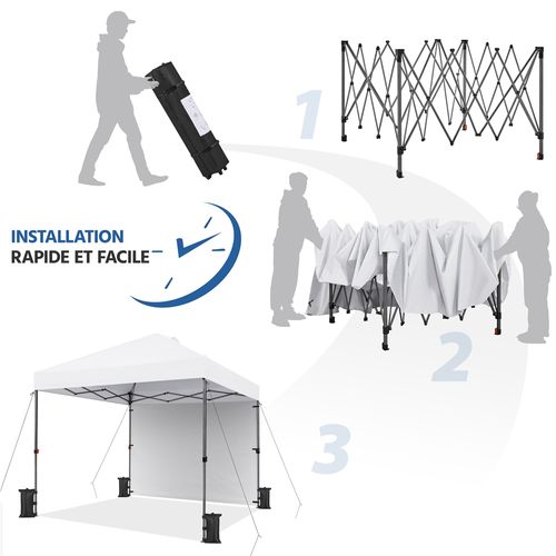 Tonnelle Pliante Avec Paroi Latérale Tente Imperméable Avec Sac De Transport Sac De Sable Blanc