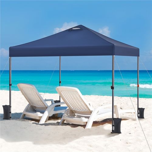 Tonnelle Pliante Tente Imperméable Avec Sac De Transport Sac De Sable Cordes Et Piquets Bleu Marine