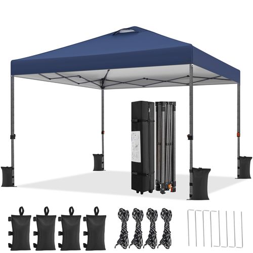 Tonnelle Pliante Tente Imperméable Avec Sac De Transport Sac De Sable Cordes Et Piquets Bleu Marine
