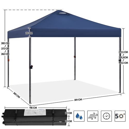 Tonnelle Pliante Tente Imperméable Avec Sac De Transport Sac De Sable Cordes Et Piquets Bleu Marine