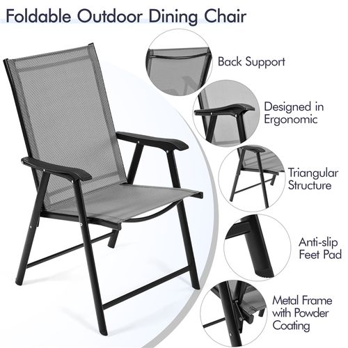 Lot De 2 Chaises De Jardin Pliantes En Toile Avec Accoudoirs Chaises D'extérieur