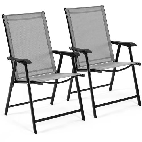 Lot De 2 Chaises De Jardin Pliantes En Toile Avec Accoudoirs Chaises D'extérieur