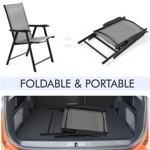 Lot De 2 Chaises De Jardin Pliantes En Toile Avec Accoudoirs Chaises D'extérieur