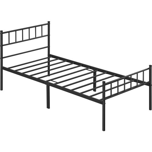 Cadre De Lit Simple 90x200 Cm Avec Sommier à Lattes Surface De Couchage, Noir