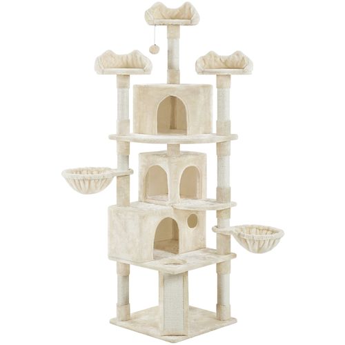 Grand Arbre à Chat Multiniveau Avec Multiples Perchoirs Cachettes Griffoir, Beige