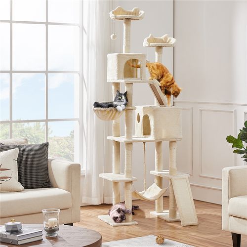 Grand Arbre à Chat Multiniveau Avec Poteaux En Sisal 209 Cm De Haut