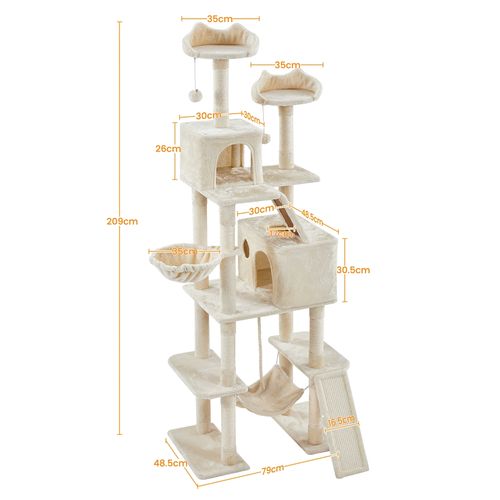 Grand Arbre à Chat Multiniveau Avec Poteaux En Sisal 209 Cm De Haut