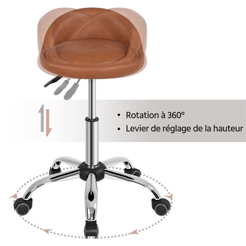 Tabouret De Bar Pivotant En Similicuir Tabouret De Comptoir Réglable En Hauteur, Brun Rétro