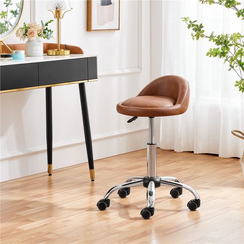 Tabouret De Bar Pivotant En Similicuir Tabouret De Comptoir Réglable En Hauteur, Brun Rétro