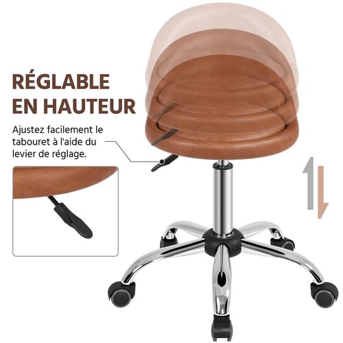 Tabouret De Bar Pivotant En Similicuir Tabouret De Comptoir Réglable En Hauteur, Brun Rétro