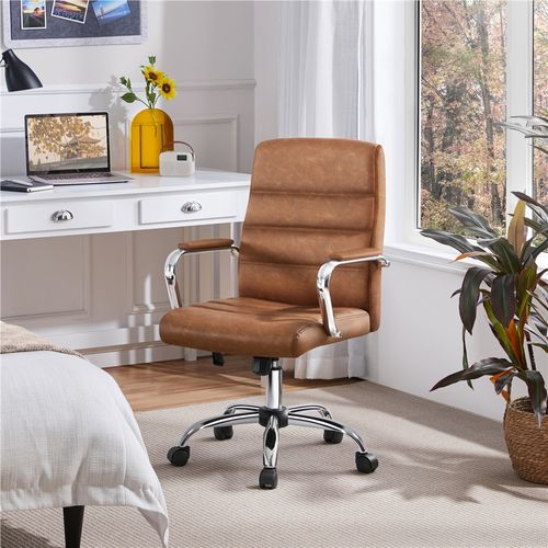 Chaise De Bureau En Similicuir Fauteuil De Bureau Moderne Inclinable Brun Rustique