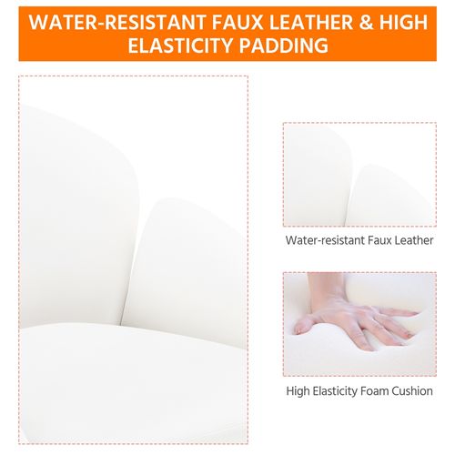 Chaise Bureau Design Fleur En Similicuir Réglable En Hauteur Avec Dossier Arrondi Inclinable, Blanc