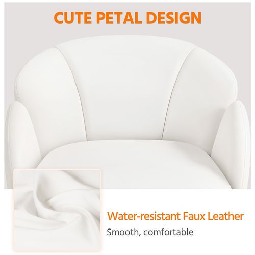 Chaise Bureau Design Fleur En Similicuir Réglable En Hauteur Avec Dossier Arrondi Inclinable, Blanc