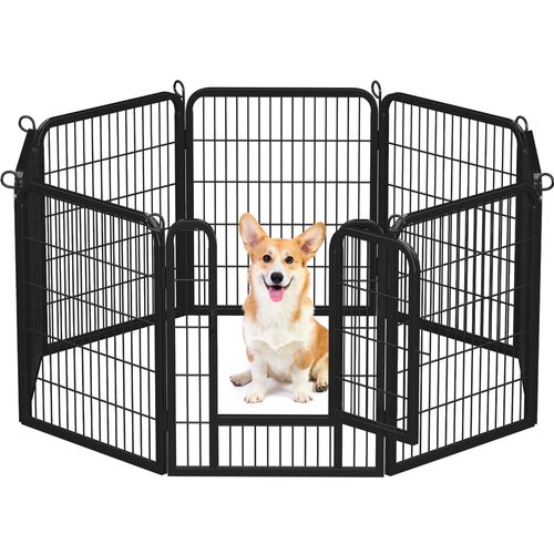 Parc Pour Chien En 8 Panneaux Enclos Pour Chien En Métal, 80 Cm De Haut Noir