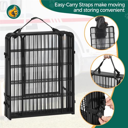 Parc Pour Chien En 8 Panneaux Enclos Pour Chien En Métal, 80 Cm De Haut Noir