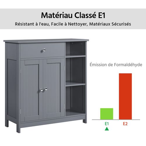 Armoire Rangement Salle De Bain Meuble Rangement Toilette Wc En Bois Gris Foncé 75 X 30 X 80 Cm,