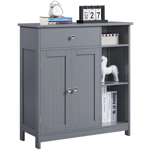 Armoire Rangement Salle De Bain Meuble Rangement Toilette Wc En Bois Gris Foncé 75 X 30 X 80 Cm,