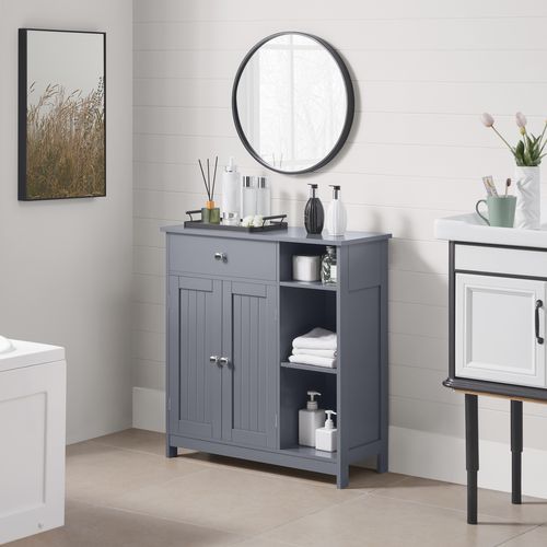 Armoire Rangement Salle De Bain Meuble Rangement Toilette Wc En Bois Gris Foncé 75 X 30 X 80 Cm,