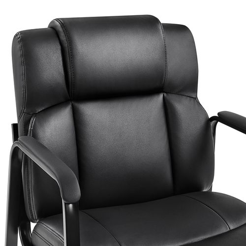 Lot De 2 Chaises Visiteur Avec Accoudoir En Similicuir, Siège Capitonné Et Rembourré, Noir